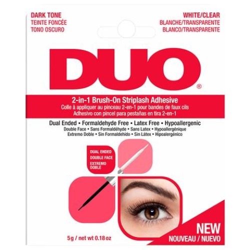 DUO 2-in-1 Brush-on Strip Lash Adhesive White/Clear + Dark Tone (5g) (DUO 2in1 Brush-on Strip Lash Adhesive White/Clear Dark Tone RED)